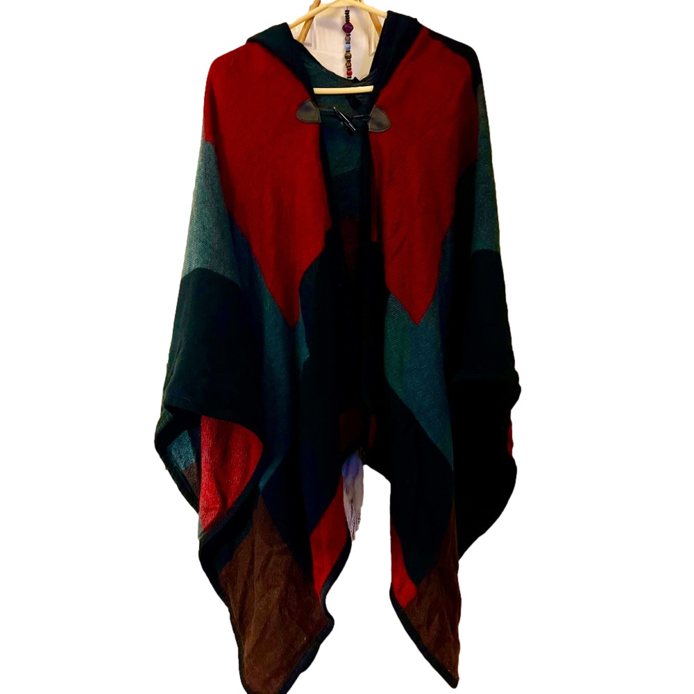 Lane Bryant- Gorgeous Plaid Capelette/ Hooded Poncho open size